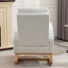 WHITE Accent Rocking Chair with Footrest High Back Rubber Wood Rocking Legs Bedroom Living Space - 3 of 4