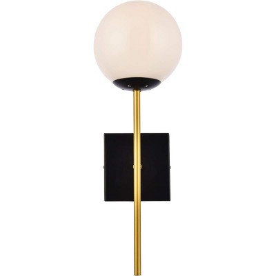 Elegant Lighting Neri 1 light black and brass and white glass wall sconce
