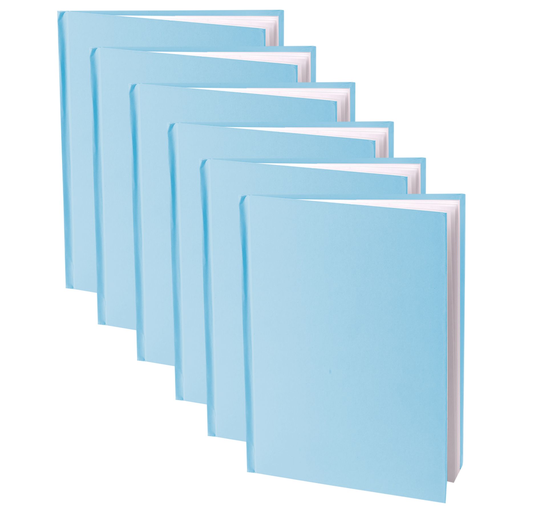 Young Authors Blue Hardcover Blank Book, White Pages, 11"H x 8-1/2"W Portrait, 14 Sheets/28 Pages, Pack of 6