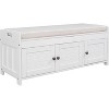 Acekool Wash Shoe Storage Bench – Removable Cushion with 3 Shutter Door,sturdy Wood Legs, Hidden Top Storage for Entryway & Bedroom - 2 of 4