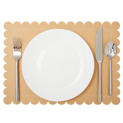Juvale 100 Pack Disposable Scalloped Paper Placemats