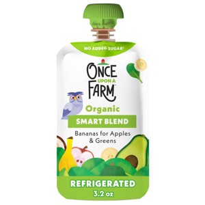 Once Upon a Farm Smart Blend Bananas for Apples & Greens Organic Snack Pouch - 3.5oz - 1 of 3