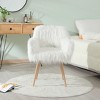 Airsurfer Faux Fur Upholstered Makeup Chair, Modern Side Dining Chair with Sturdy Metal Legs, Cozy and Stylish Seating - 2 of 4