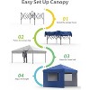 10x10 Pop Up Canopy with 3-Sidewall, Outdoor Tent with Portable Roller Bag - 3 Adjustable Height, 4 Weight Bags for Garden, Sports, Beach - 2 of 4