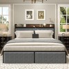 homfan Bed Frame with 2 Storage Drawers, LED Bed Frame with 2-Tier Storage Headboard＆Charging Station, Metal Platform Bed Frame, No Box Spring Needed - 3 of 4