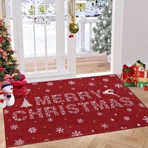 Christmas Snowflake Area Rug 2'x3' Rug Washable Non Slip for Entryway - 1 of 4
