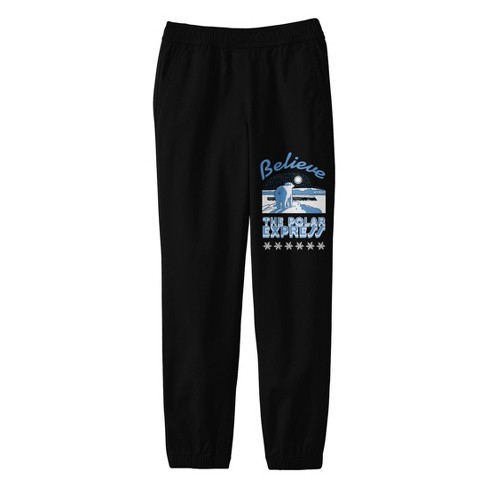 Polar Express Believe With Polar Bear And Train Youth Black Graphic Jogger Pants xl Target