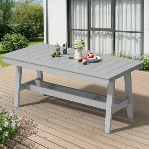 Hyleory Modern HDPE Outdoor Dining Table with Umbrella Hole, Weather-Resistant Patio Table for 4–6 People - 1 of 4