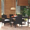 vidaXL 5 Piece Patio Dining Set with Cushions Poly Rattan - Black and Brown 59.1" Table Length 4 Chairs - 2 of 4