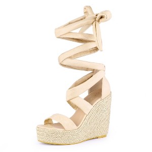 Allegra K Women's Espadrille Platform Wedges Heel Lace Up Sandals - 1 of 4