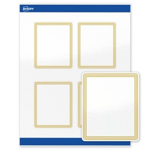 Avery 4" x 3-1/3" Labels, Gold Multi-Lined Border, 40 ct - 1 of 4