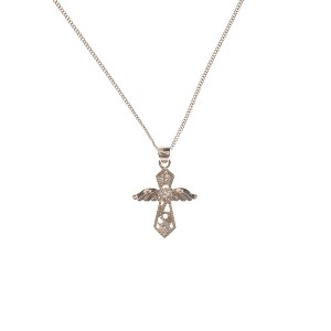 Dicksons Angel Cross with Jewel-Tone Accents Sterling Silver 18-Inch Pendant Necklace - 1 of 3
