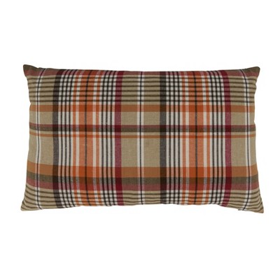 Multi-Color Plaid Cotton Rectangular Throw Pillow