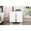 LIVAREEmlen Elegant Nightstand with Metal Handle, Mirrored Bedside Table with 2 Drawers for Bedroom, Living Room, White - 4 of 4