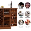 41.9" Home Bar Cabinet, Industrial Walnut Rattan Door Fold Out Bar Cabinet with Storage Bar Table - 3 of 4