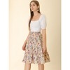 INSPIRE CHIC Women's Ruffle Hem Elastic Waist Flowy A-Line Swing Floral Midi Skirt - 4 of 4