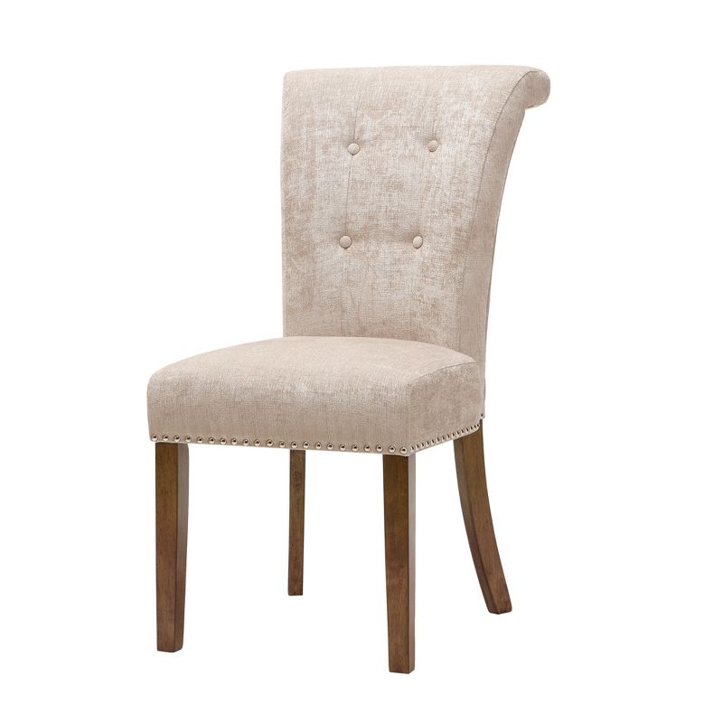 LIVN CO. Button Tufted Cream Dining Chairs Set of 2, 3 of 8