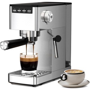 ZAFRO 9 Bar Espresso Machine with Steam Frother - Compact Stainless Steel Coffee Machine for Latte and Cappuccino, Customizable Brewing Time Modes - 1 of 4