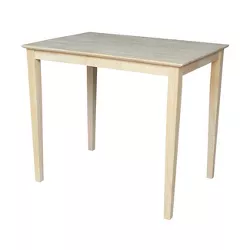 30" X 42" Solid Wood Counter Height Table Unfinished - International Concepts