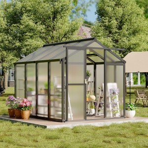 Greenhouse, Aluminum Polycarbonate Greenhouse for Outdoor Use with Roof Vents, Large Aluminum Walk-In Greenhouse with Sliding Lockable Door - 1 of 4