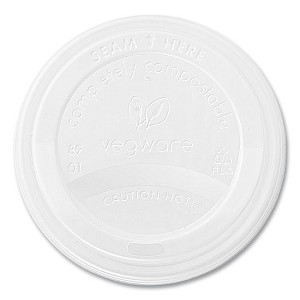 Vegware 89 Series Hot Cup Lids, Fits 89-Series Hot Cups, White, 1,000/Carton - 1 of 4