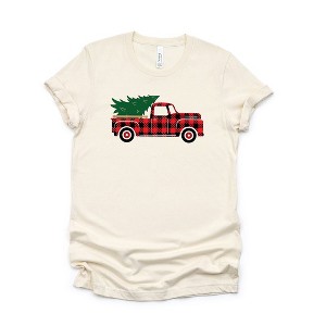 Simply Sage Market Women's Plaid Christmas Truck  Short Sleeve Graphic Tee - 1 of 2