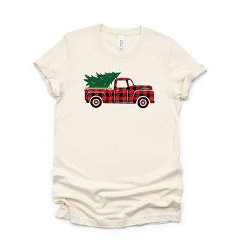 Simply Sage Market Women's Plaid Christmas Truck  Short Sleeve Graphic Tee