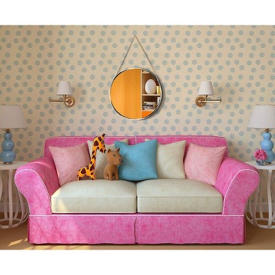 17.5" Round Gold Framed Wall Mirror with Metal Chain