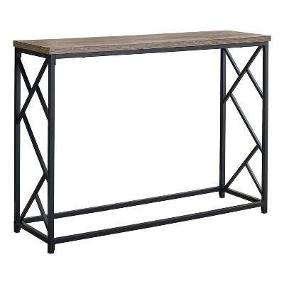 Monarch Specialties Accent Table Console Entryway Narrow Sofa Living Room Bedroom Brown Laminate Black Metal Contemporary Modern