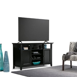 54" Solid Wood TV Media Stand with Handcrafted Finish, Cord Management, and Adjustable Shelves for Living Room and Bedroom - 1 of 4