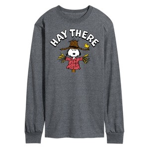 Men's - Peanuts - Snoopy Scarecrow Hay There Long Sleeve Graphic T-Shirt - 1 of 4