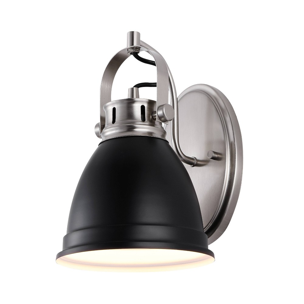 Photos - Light Bulb 7" 1-Light Phineas Farmhouse Bohemian Iron LED Vanity Black/Nickel - JONAT