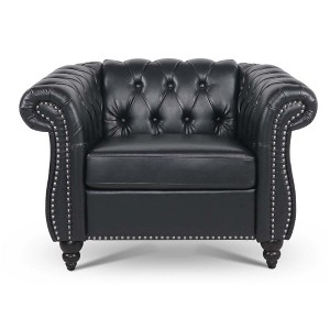 NicBex PU Leather Accent Chair,Upholstered Living Room Chairs with Button Tufted Back and Birch Wooden Legs,Accent Chairs for Living Room - 1 of 4