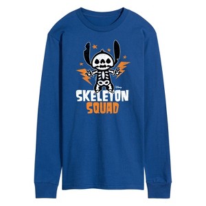 Men's - Lilo and Stitch - Halloween Skeleton Squad Long Sleeve Graphic T-Shirt - 1 of 4
