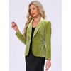 INSPIRE CHIC Women's Office Solid Shawl Collar Jetted Pockets One Button Velvet Blazer - 3 of 4