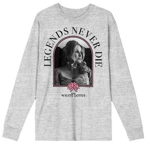 White Lotus Tanya McQuoid Legends Never Die Crew Neck Long Sleeve Athletic Heather Adult Tee - 1 of 2