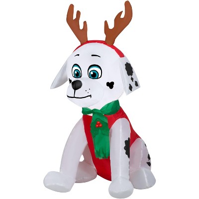 Gemmy Christmas Airblown Inflatable Marshall w/Antlers and Scarf Nick, 3.5 ft Tall, White