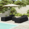 vidaXL Patio Sun Lounger Set - 3 Piece Poly Rattan Sunbed & Tea Table, Adjustable Chaise with Cushions for Garden, Patio, Poolside - Black - 2 of 4