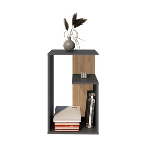 Syemin End Tables S-Shaped Side Table, 1 Shelf Small Spaces Nightstand, 2-Tier Bedside Table, Modern Compact Snack Table, Grey, 11.8"*15.7"*24.9" - 1 of 4