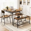Tangkula Dining Table Set for 4 Dining Room Kitchen Table w/ Bench 2 Chairs 4-Piece Set - 3 of 4