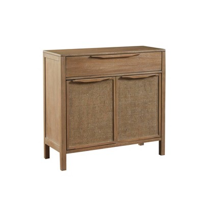 Natural Reclaimed Wood and Cane Webbing Accent Cabinet