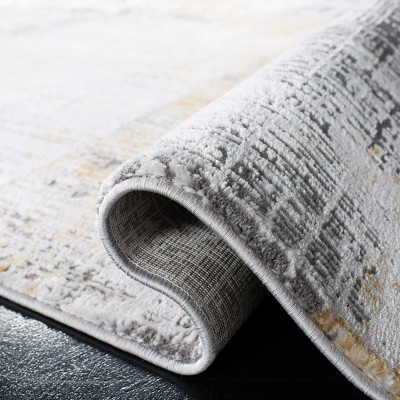 Grey and Beige Abstract Synthetic Area Rug 4' x 6'