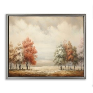 Stupell Industries Muted Autumn Treeline Floating Frame Canvas Art - 1 of 4