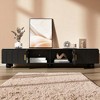 70.9" Modern TV Stand for TVs up to 80", Entertainment Center with 2 Glass Door Cabinets, 2 Drawers, Solid Wood Legs & Metal Handles for Living Room - 3 of 4