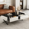Zeus & Ruta 47.3" Rectangular Mirror Coffee Table with Black High Gloss Top, Metal Base & 2 Storage Drawers - 3 of 4