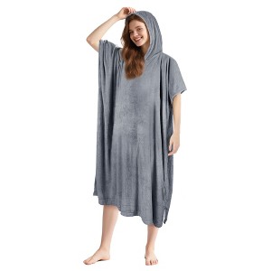 Tirrinia Hooded Beach Towel for Women Men, Surf Cape Changing Towel with Hood, Microfiber Wetsuit Changing Robe, Oversized Fit Most - 1 of 4