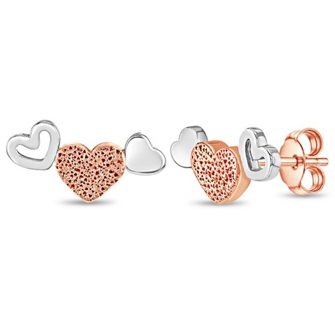 Girl's Solitaire Heart Push Back Sterling Silver Earrings - In Season  Jewelry : Target