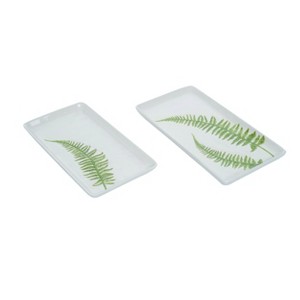 Transpac Dolomite 11.25 in. Multicolor Spring Leaf Trays Set of 2 - 1 of 2
