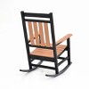Matte Frame Contemporary Patio Rocking Chair Engineered Polymer & Slatted Wood Paneling with Ergonomic Curvature - 4 of 4