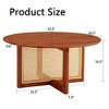 Modern Round Coffee Table with Faux Rattan Detail and Cross Base Stylish Accent Table with Natural Look for Contemporary Interiors-The Pop Home - 4 of 4